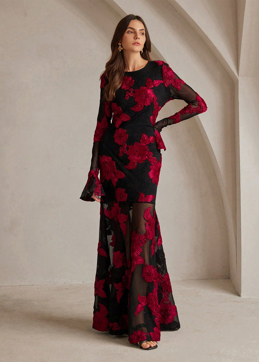 Lya | Florales Mesh Maxikleid