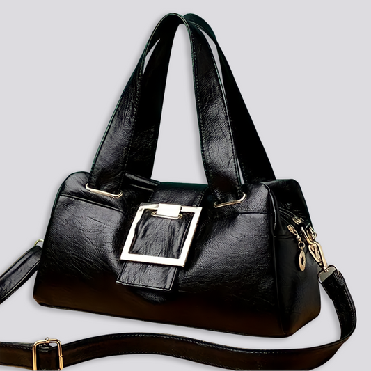 Elfriede | Stilvolle Schultertasche aus strukturiertem Kunstleder mit großem Innenfach