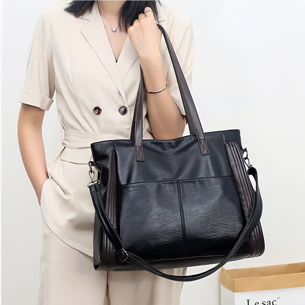 Alexandra | Große Schultertasche aus strukturiertem Kunstleder mit mehreren Innenfächern