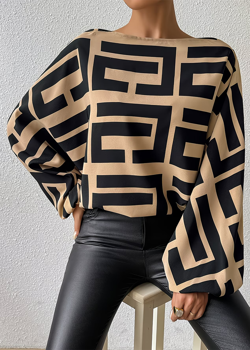 Elvane | Oversized Bluse mit geometrischem Muster