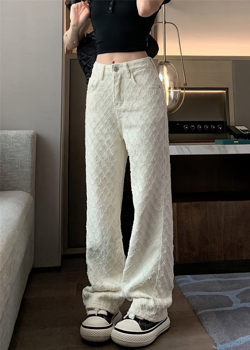 Mina | Elegante Struktur Jeans Hose