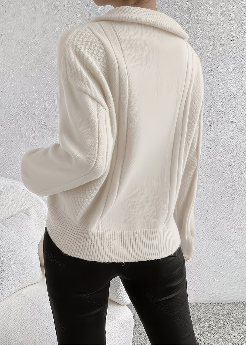 Mavina | Zopfstrick Pullover mit Zip-Kragen
