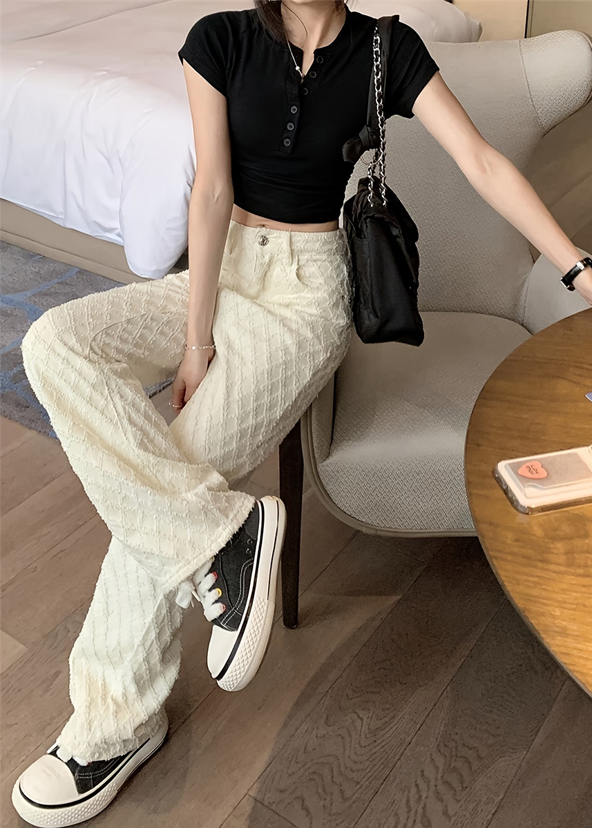 Mina | Elegante Struktur Jeans Hose