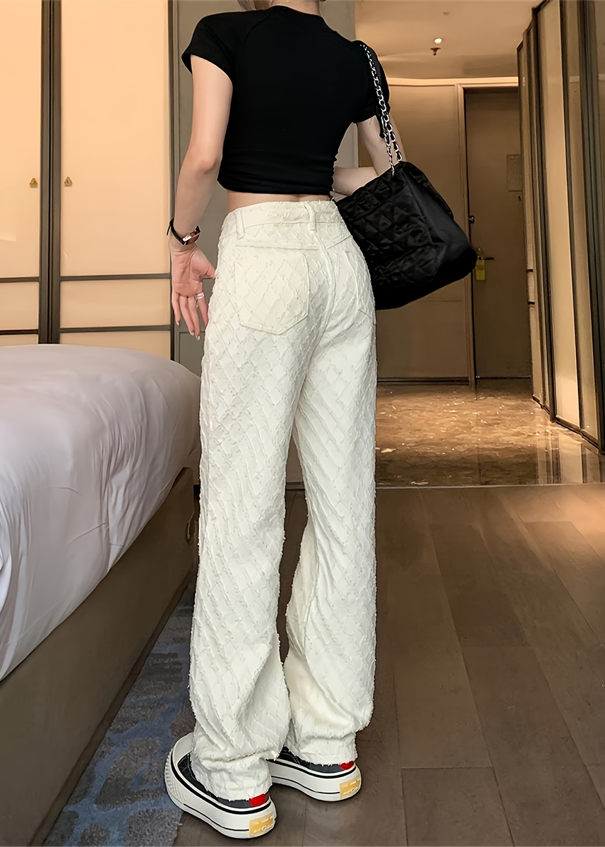 Mina | Elegante Struktur Jeans Hose