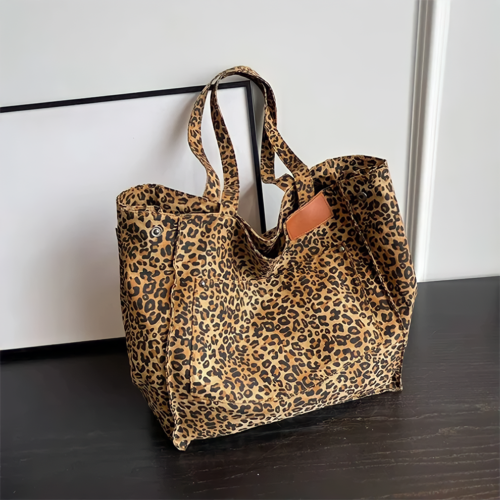 Albina | Große Leo Print Schultertasche mit flexiblem Design Tasche