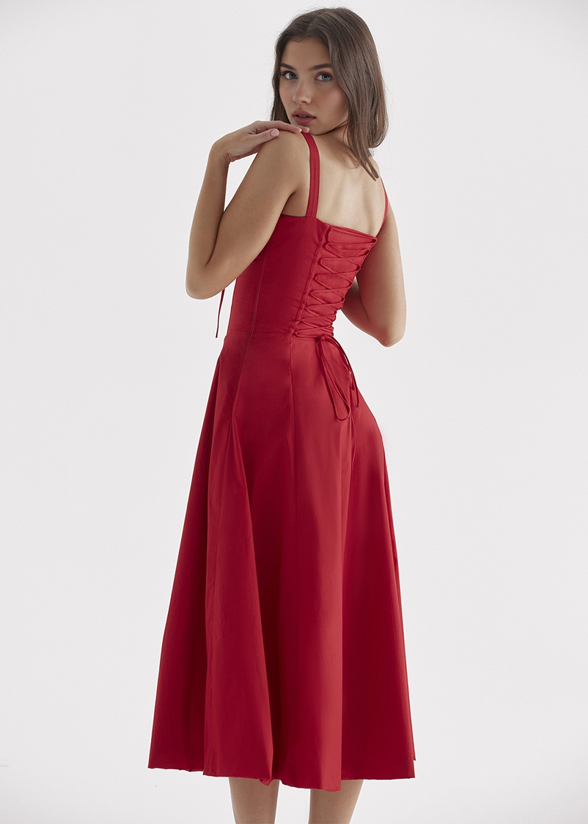 Ellie | Elegantes Blumen-Midi-Kleid mit Schlitz